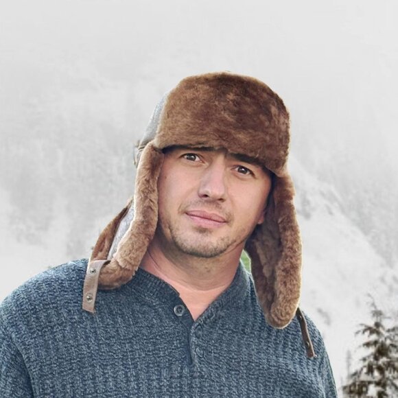 Genuine Shearling Sheepskin Leather Trapper Hat | Aviator Hat | Ushanka - Picture 1 of 6